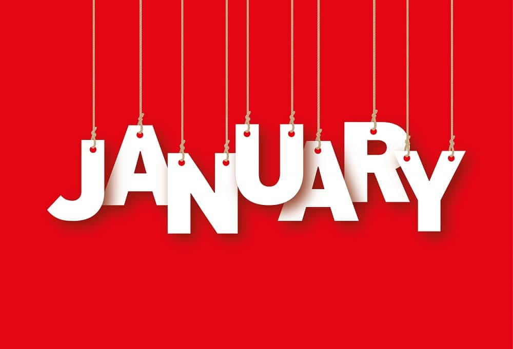 JANUARY the word of the white letters hanging on ropes