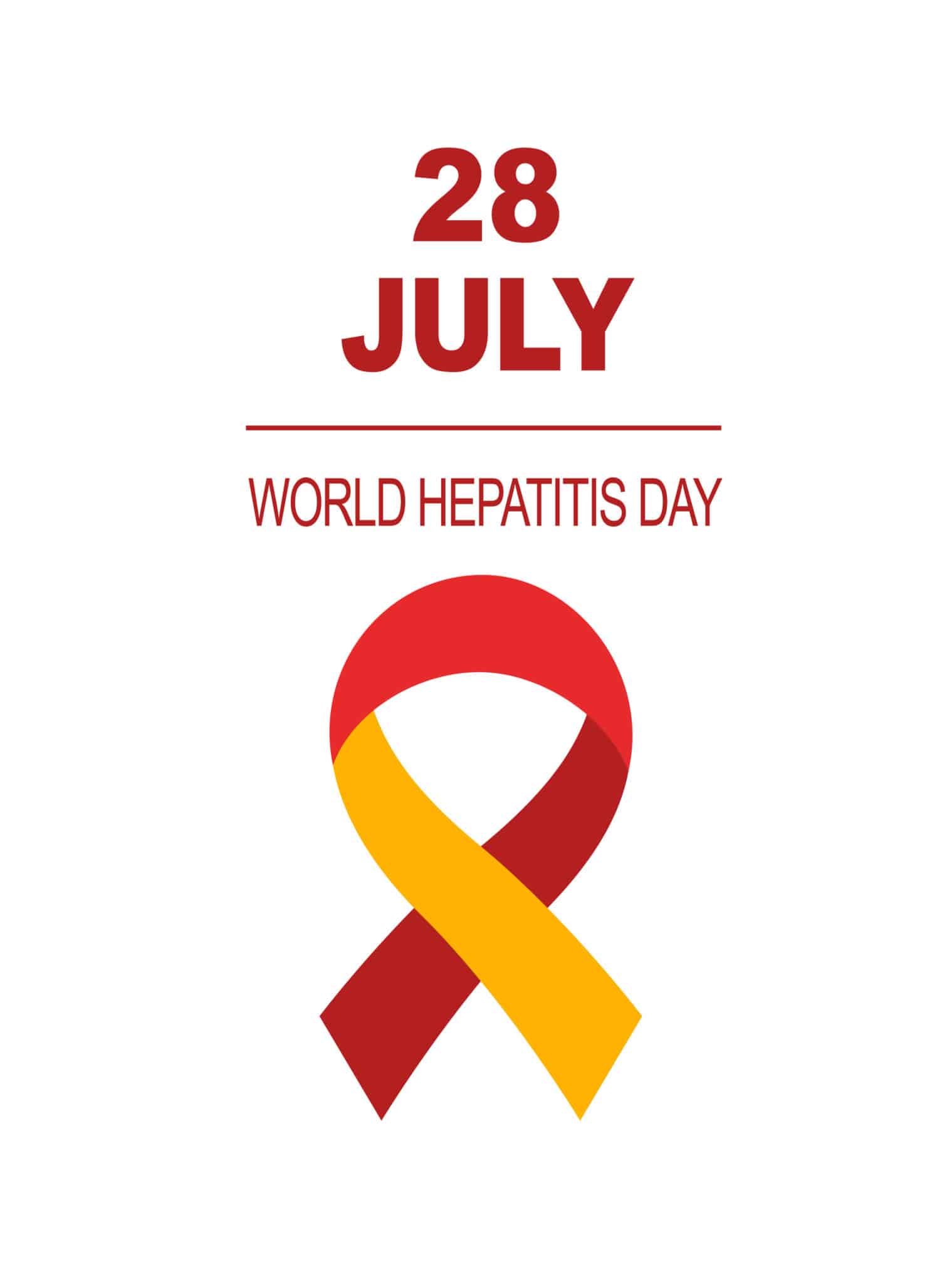 World Hepatitis Day vector card with red yellow ribbon 28 july text