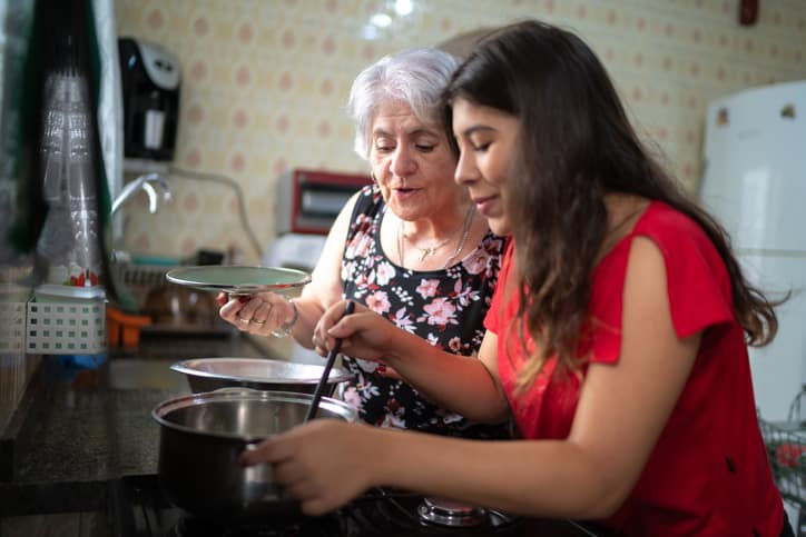 Grandmother Teaching Her Granddaughter How to Cook