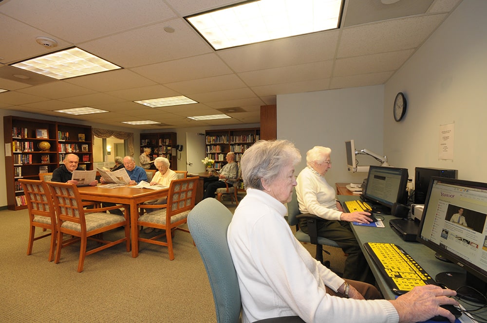 The Library At The Shores is a regular gathering place for seniors who love reading, and surfing...