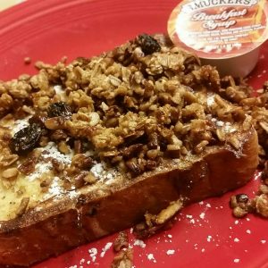 Sweet, granola pecan french toast
